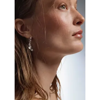 Náušnice NO MORE SEA HORSE MIDI HOOPS SILVER