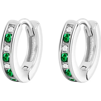 Náušnice NUBIS® Stříbrné náušnice kroužky se zirkony - NB-3411