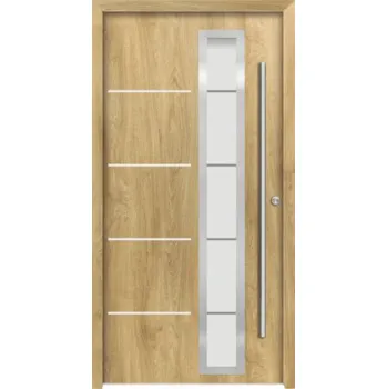 Vchodové dveře Hliníkovo-ocelové vchodové dveře pasivní Demeter 110 x 210 cm P dub přírodní