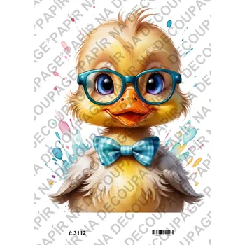 Umělecký papír Rýžový a soft papír na decoupage - Kačenka - KB3112 Materiál: Soft, Rozměr: A4