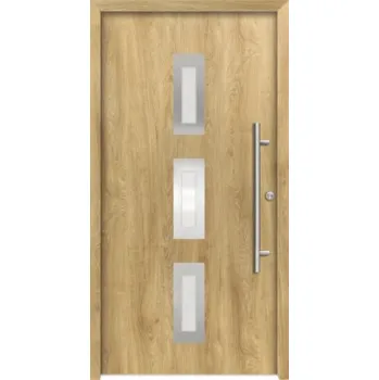 Vchodové dveře Hliníkovo-ocelové vchodové dveře pasivní Artemis 100 x 210 cm P dub přírodní