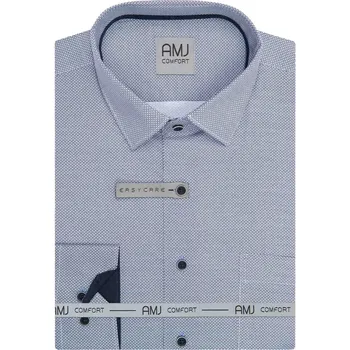 Pánská košile Pánská košile AMJ bavlněná, bílá s modrým vzorem rýžových zrn VDSBR1477, dlouhý rukáv, slim fit, vel. 38