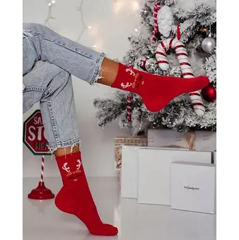 Dámské punčochy Dámské ponožky Spící Sob M - 37-41 / červená