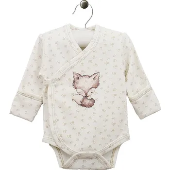 Kojenecký body Zavinovací body s dlouhým rukávem s liškou a tlapkami Molly bílé LORITA Velikost: 62