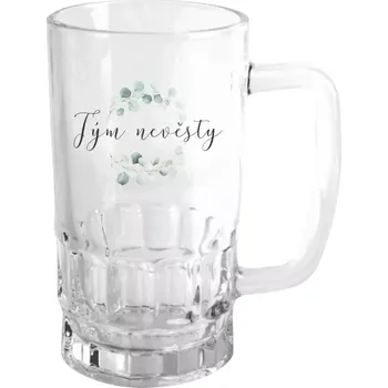 Sklenice Půllitr skleněný Tým nevěsty - eukalyptus