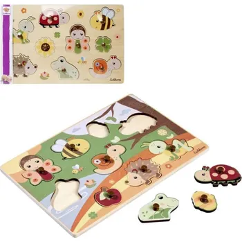 Puzzle Eichhorn DŘEVO Puzzle baby vkládací s úchyty 9 dílků zvířátka 2 druhy
