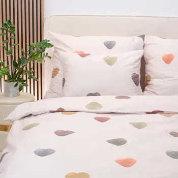Bavlněné povlečení 140x220 cm barevná srdíčka