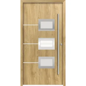 Vchodové dveře Hliníkovo-ocelové vchodové dveře pasivní Hera 100 x 210 cm P dub přírodní