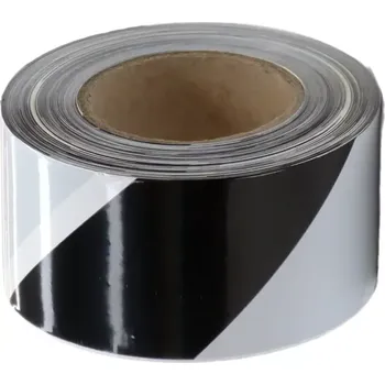 Výstražná páska Bílo-černá vytyčovací páska - délka 250 m, šířka 7,5 cm