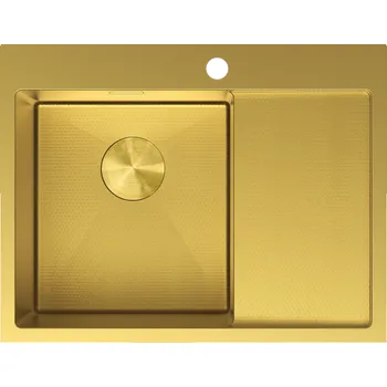 Granitový dřez Mexen Exar ocelový dřez s 1 komorou a odkapávačem, levý 620 x 480 mm, zlatý HC - 6431621005L-55HC Ocelové dřezy