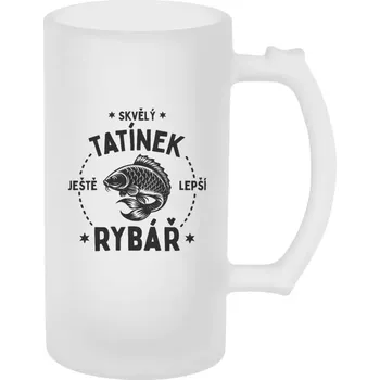 Sklenice Půllitr pro tatínka - Skvělý tatínek a ještě lepší rybář - matný