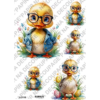 Umělecký papír Rýžový a soft papír na decoupage - Kačenka - KB3118 Materiál: Soft, Rozměr: A4