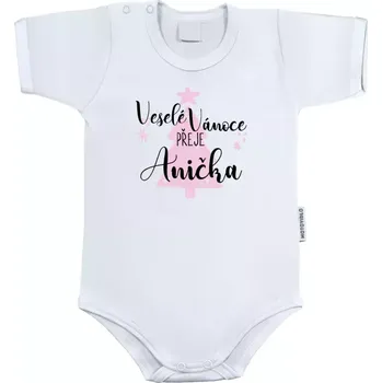 Kojenecký body Dětské body s krátkým rukávem Veselé Vánoce přeje - stromeček