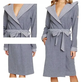 Dámský župan Dlouhý dámský župan Doctor Nap šedý s páskem a kapucí M