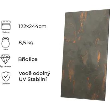 Obklad Kamenná dýha, K. Black COOPER, 122x244cm