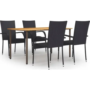 Zahradní sestava Zahradní nábytek, dřevěná sestava VidaXL, černá, 5 dílů