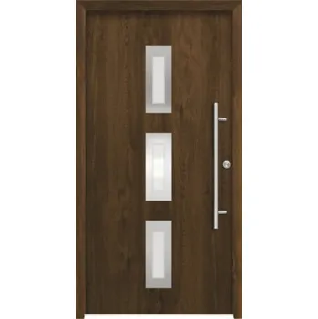 Vchodové dveře Hliníkovo-ocelové vchodové dveře pasivní Artemis 100 x 210 cm P ořech