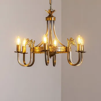 Lampička Jupiter Lustr Castle, světle patinovaný, Ø 62 cm, kov, 6ramenný. mosaz světle patinovaná 6 x 40 W - Doprava zdarma