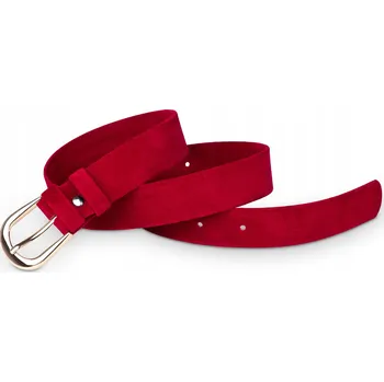 Opasek Pásek dámský klasický červený velur 3 cm 120 cm