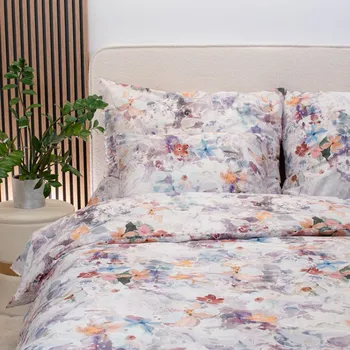 Povlak na polštář švýcarský bavlněný satén 70x90 cm abstraktní květiny