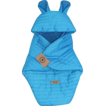 Prošívaný fusák do autosedačky s kapucí a bavlněnou podšívkou, modrá