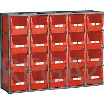 Dílenský regál Regálový rám včetně 20 zásobníků velikosti 4A5