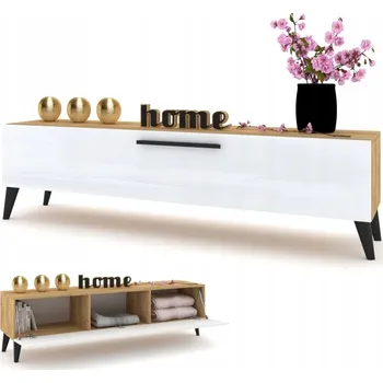 Komoda Horizontální skříňka Komoda SIMPLY Craft Bílá Lesklá Dřevěné nohy Černé 100