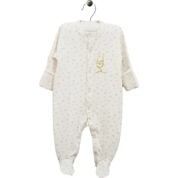 Kojenecký overall Dětský overal na spaní se zajíčkem a tlapkami raglánové rukávy Miki bavlna bílý LORITA Velikost: 62