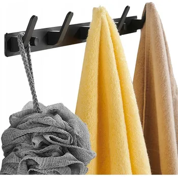 Věšák VĚŠÁK NA OBLEČENÍ KLÍČE NA ZEĎ ČERNÝ HÁČEK LOFT SILNÝ 5 háčků