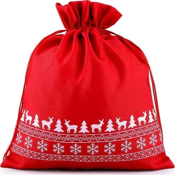 Vánoční dekorace Dárkový vánoční / mikulášský pytlík 30x35 cm - 2 zelená tmavá