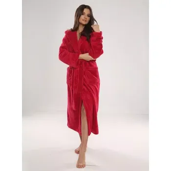 Dámský župan Dlouhý dámský župan De Lafense 807 Kapuce tmavě modrá XL