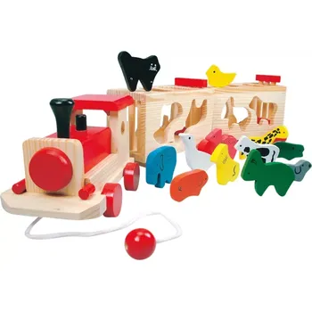 Dětské zboží Bino dřevěný vláček se zvířátky do zoo