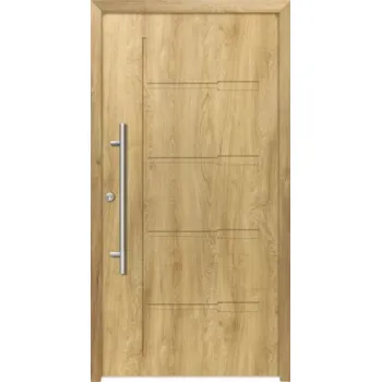 Vchodové dveře Hliníkovo-ocelové vchodové dveře pasivní Zeus 110 x 210 cm L dub přírodní