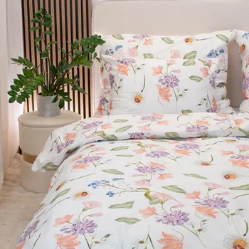 Povlečení švýcarský bavlněný satén 140x220 květiny Sima