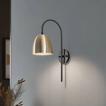 Lampička Opviq Nástěnné světlo Tattoo 3321, starozlaté, kov, Ø 16 cm - Stínidlo na lampu - Ø 16 cm, výška 17 cm; Ø upevnění na zeď 12 cm zlatá antická, černá 1 x 15 W LED - Doprava zdarma