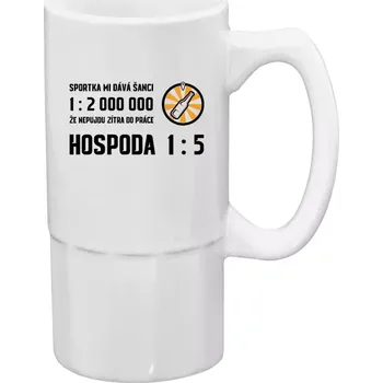 Sklenice Půllitr bílý vysoký Sportka mi dává šanci, že nepůjdu do práce