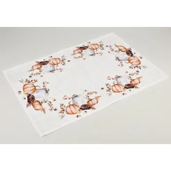 ubrus Kuchyňský ubrus CYH5960C, dýně, bílo-oranžová, 40x90cm (obdélník)