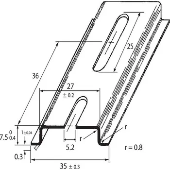 Rozvaděč Schmachtl PR-TS 35/F5 2m DIN-lišta 35x7,5 - děrovaná, šířka otvoru 5,2mm, pasivovaná (OMEGA 3FD)