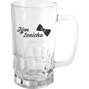 Sklenice Půllitr skleněný Tým ženicha s motýlkem