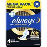 Always Ultra Secure Night Hygienické vložky s křidélky, velikost 4, 36 ks