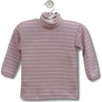 Dívčí tričko Dětský Merino rolák růžový s proužky LORITA Velikost: 68