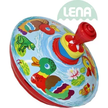 Dřevěná hračka LENA Hra dětská káča vlk s kačenkami 13cm kov | 890021