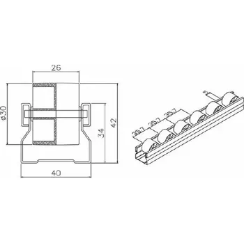 Dílenský regál ESD válečková dráha - 1 metr