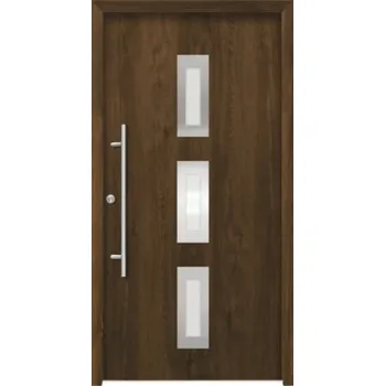 Vchodové dveře Hliníkovo-ocelové vchodové dveře pasivní Artemis 100 x 210 cm L ořech