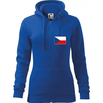 Dámská mikina Česká republika - Vlajka malá - Dámská mikina trendy zipper s kapucí - XL ( Královská modrá )