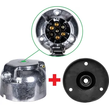 Auto elektroinstalace KMR Zásuvka 7.kontaktová aluminium + těsnění kovová 12V