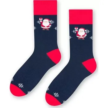 Pánské ponožky Pánské ponožky Santa s dárek - 41-43 / tmavě modrá