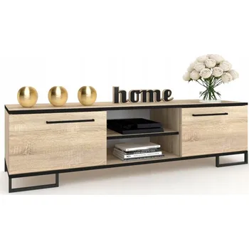 Televizní stolek TV stolek Komoda do obýváku Police Stojací KING Dub Sonoma Černá 180