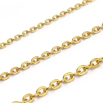 Náhrdelník Řetízek z chirurgické oceli Reno 2 mm - 4mm Zlatý - Průměr ø 2 mm, Délka 45 cm