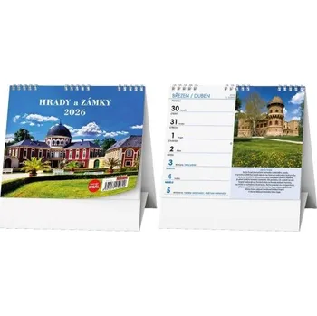 Kalendář Kalendář stolní, IDEÁL, Hrady, zámky a památky Evropy 2026